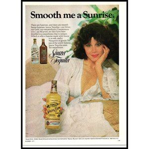 1977 Sauza Tequila Vintage Print Ad Sunrise Cocktail White Dress 70s Wall Art